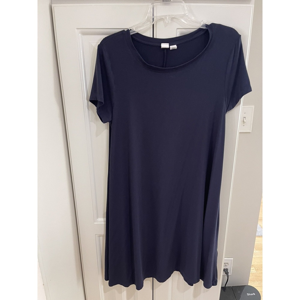 Women's Artisan NY Navy Blue Pullover Dress Size Large Short Sleeve EUC